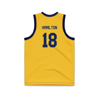 Marquette - NCAA Men's Basketball : Caedin Hamilton - Navy NCAA® March Madness® 2025 Gold Basketball Jersey-1