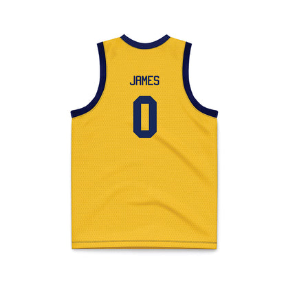 Marquette - NCAA Men's Basketball : Nigel James - Navy NCAA® March Madness® 2025 Gold Basketball Jersey-1
