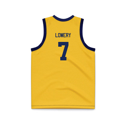 Marquette - NCAA Men's Basketball : Zaide Lowery - Navy NCAA® March Madness® 2025 Gold Basketball Jersey-1