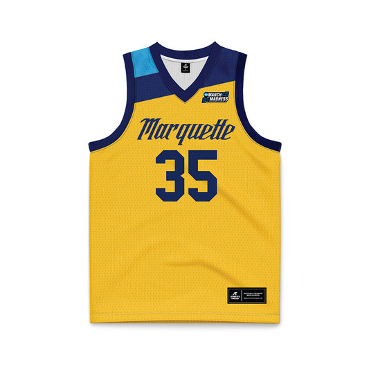Marquette - NCAA Men's Basketball : Michael Phillips II - Navy NCAA® March Madness® 2025 Gold Basketball Jersey-0
