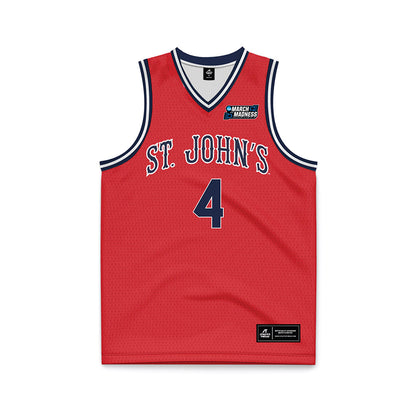 St. Johns - NCAA Men's Basketball : Oziyah Sellers - Red NCAA® March Madness® 2025 Basketball Jersey-0