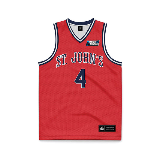 St. Johns - NCAA Men's Basketball : Oziyah Sellers - Red NCAA® March Madness® 2025 Basketball Jersey-0