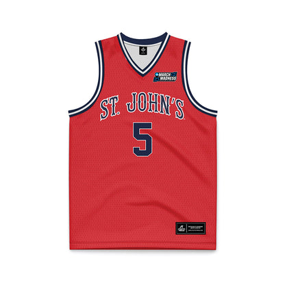 St. Johns - NCAA Men's Basketball : Kelvin Odih - Red NCAA® March Madness® 2025 Basketball Jersey-0