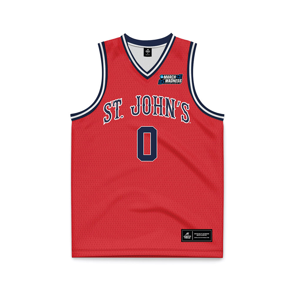 St. Johns - NCAA Men's Basketball : Dylan Darling - Red NCAA® March Madness® 2025 Basketball Jersey-0