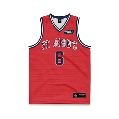 St. Johns - NCAA Men's Basketball : Casper Pohto - Red NCAA® March Madness® 2025 Basketball Jersey-0