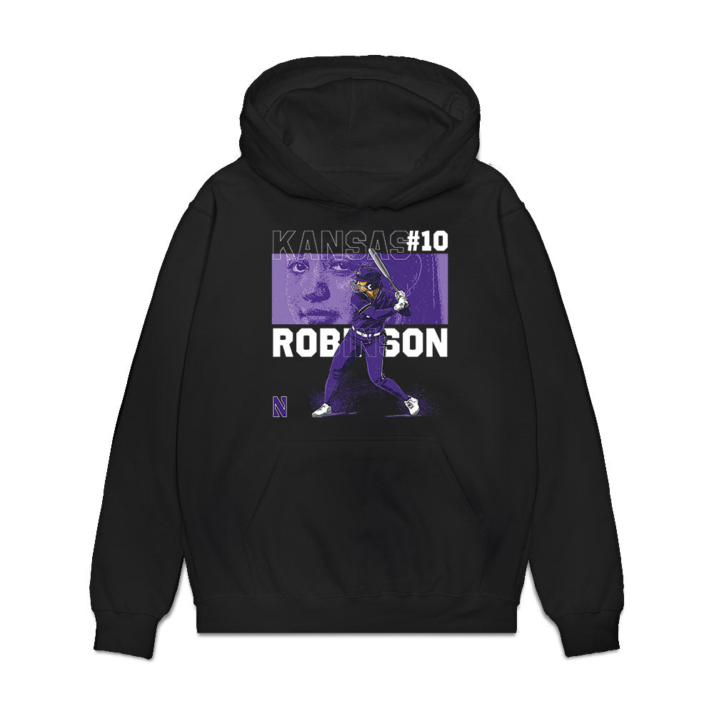 Northwestern - NCAA Softball : Kansas Robinson - Caricature Premium Hooded Sweatshirt-0