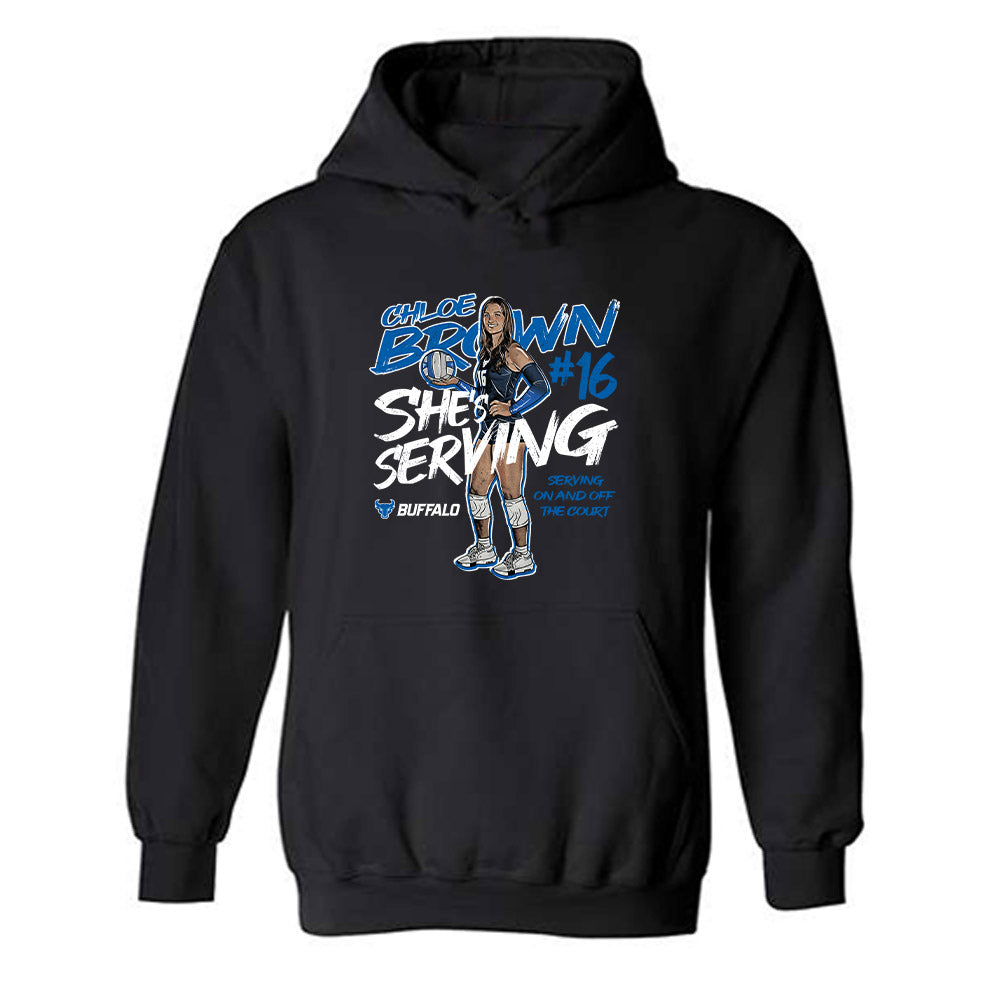 Buffalo - NCAA Women's Volleyball : Chloe Brown - Caricature Hooded Sweatshirt-0