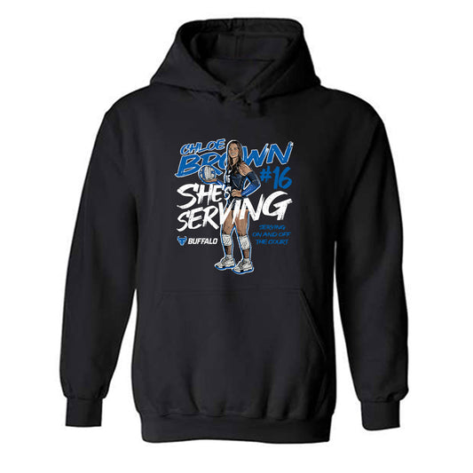 Buffalo - NCAA Women's Volleyball : Chloe Brown - Caricature Hooded Sweatshirt-0