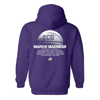 TCU - NCAA Women's Basketball : NCAA® March Madness® 2025 Roster Hooded Sweatshirt-1