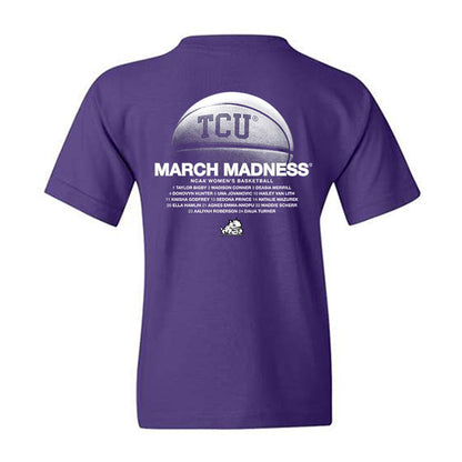 TCU - NCAA Women's Basketball : NCAA® March Madness® 2025 Roster Youth T-Shirt-1