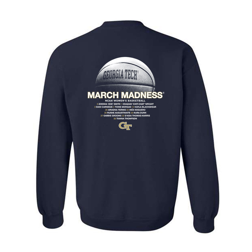 Georgia Tech - NCAA Women's Basketball : - NCAA® March Madness® 2025 Roster Crewneck Sweatshirt-1
