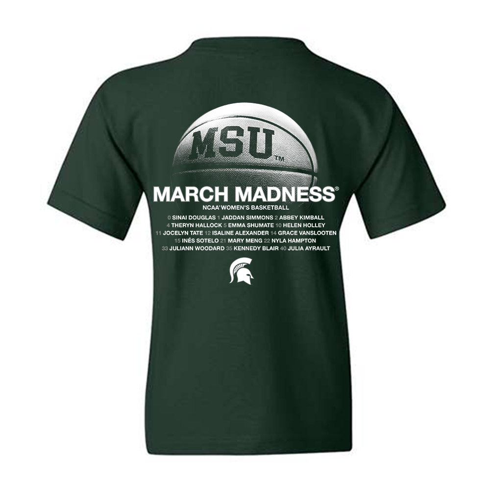 Michigan State - NCAA Women's Basketball : - NCAA® March Madness® 2025 Roster Youth T-Shirt-1