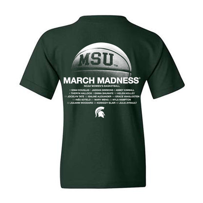 Michigan State - NCAA Women's Basketball : - NCAA® March Madness® 2025 Roster Youth T-Shirt-1