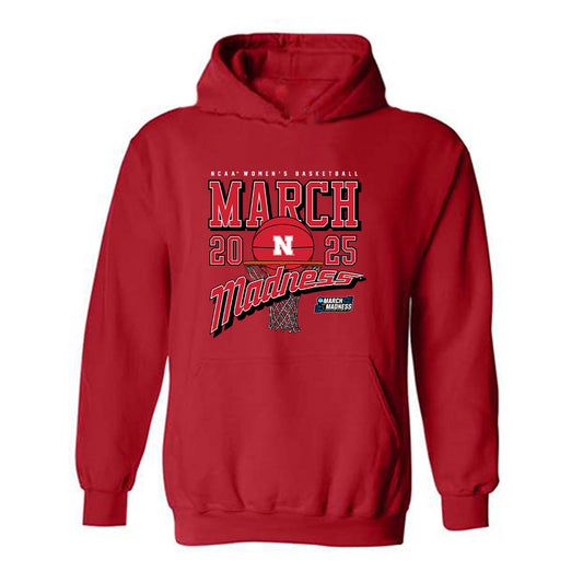 Nebraska - NCAA Women's Basketball : Emily Fisher - NCAA® March Madness® 2025 Shersey Hooded Sweatshirt-0