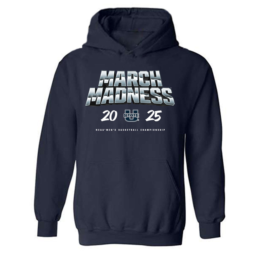 Utah State - NCAA Men's Basketball : Drake Allen - NCAA® March Madness® 2025 Shersey Hooded Sweatshirt-0