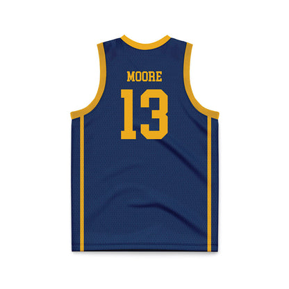 West Virginia - NCAA Men's Basketball : Chance Moore - Blue Basketball Jersey-1