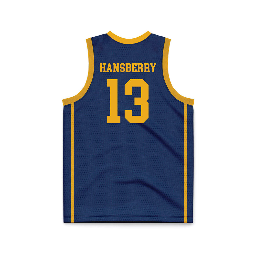 West Virginia - NCAA Men's Basketball : Amani Hansberry - Blue Basketball Jersey-1