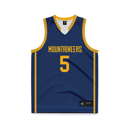 West Virginia - NCAA Men's Basketball : DJ Thomas Jr. - Blue Basketball Jersey-0