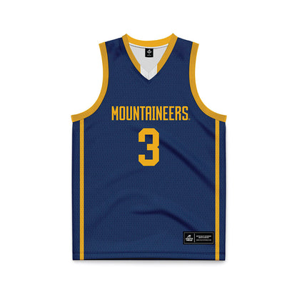 West Virginia - NCAA Men's Basketball : Honor Huff - Blue Basketball Jersey-0