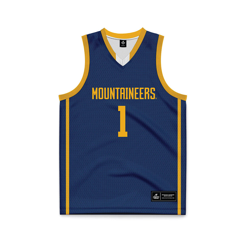 West Virginia - NCAA Men's Basketball : Jasper Floyd - Blue Basketball Jersey-0
