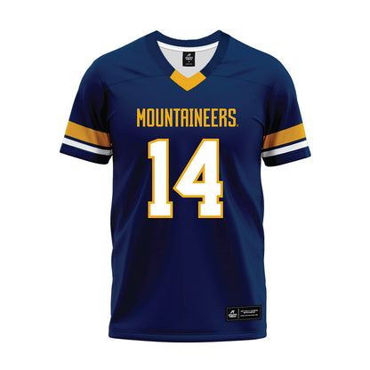 West Virginia - NCAA Football : Kekoura Tarnue - Blue Premium Football Jersey-0