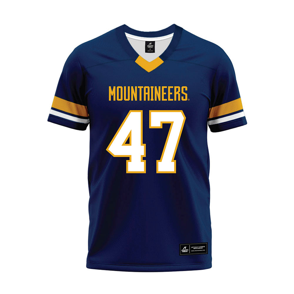 West Virginia - NCAA Football : Aidan Stire - Blue Premium Football Jersey-0