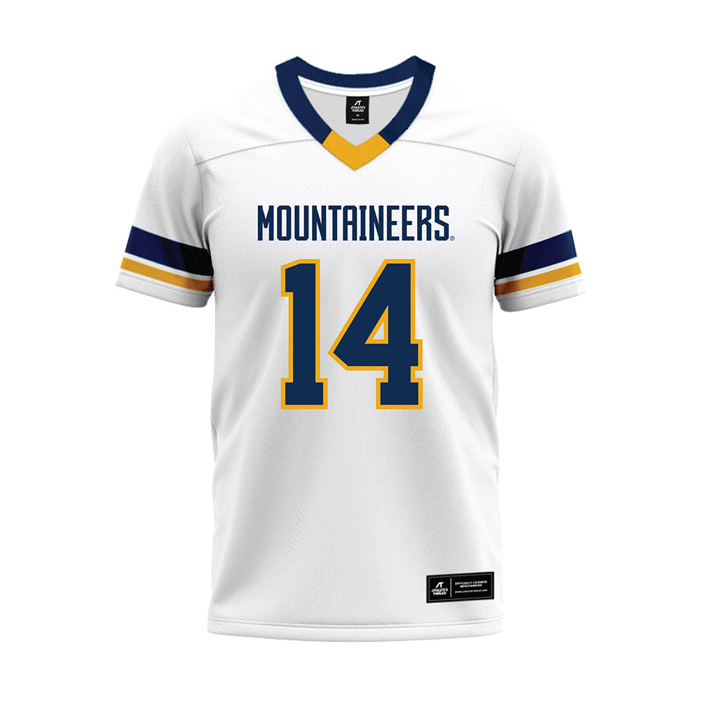 West Virginia - NCAA Football : Kekoura Tarnue - White Premium Football Jersey-0