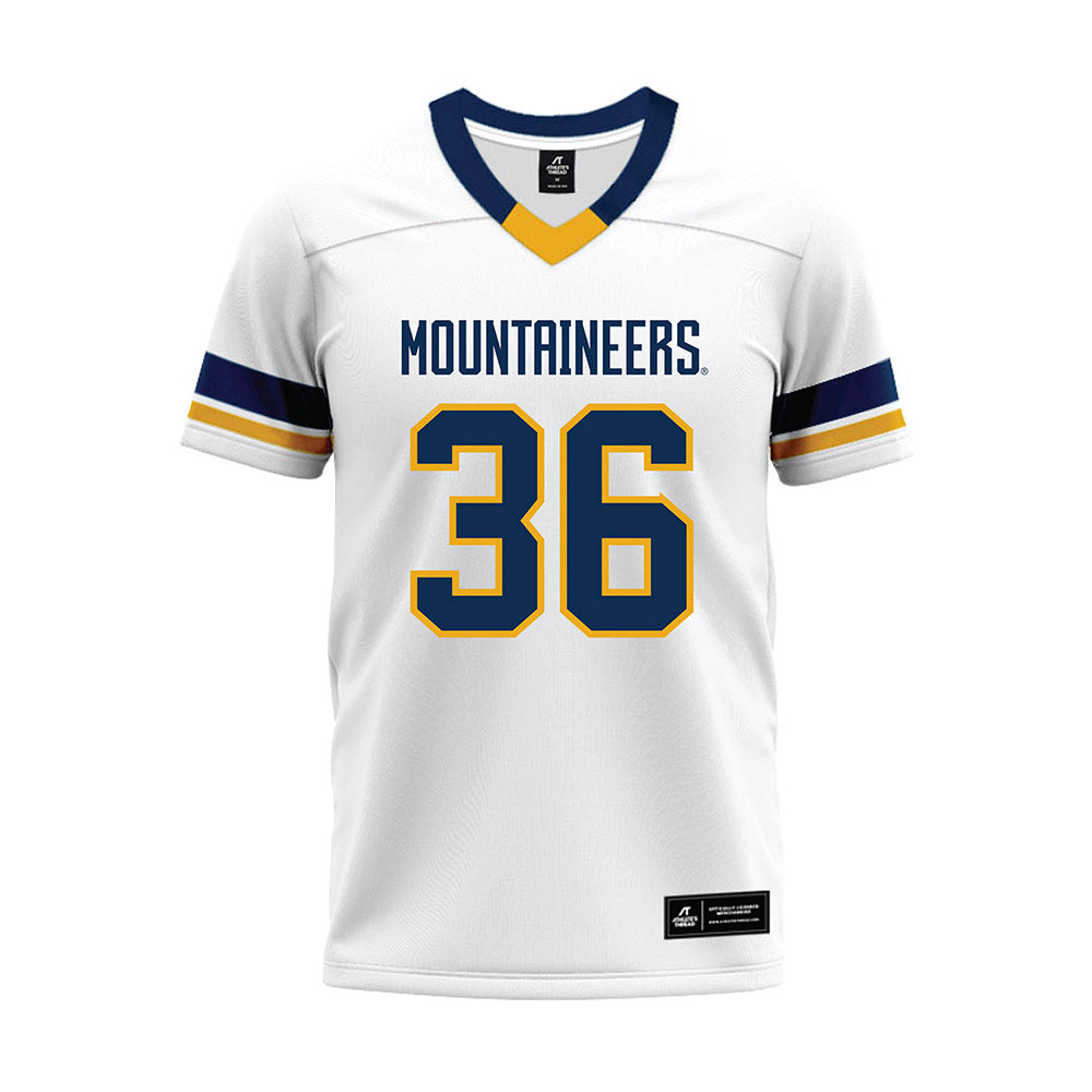 West Virginia - NCAA Football : Caden Biser - White Premium Football Jersey-0