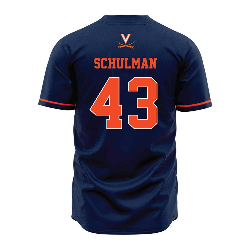 Virginia - NCAA Baseball : Ben Schulman - Navy Jersey-1