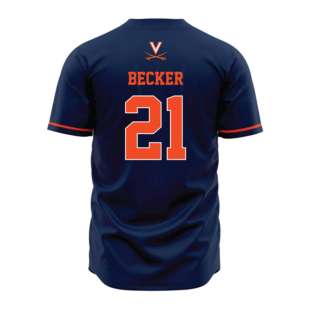 Virginia - NCAA Baseball : Eric Becker - Navy Jersey-1