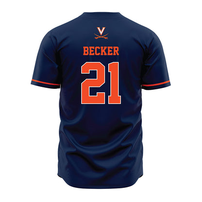 Virginia - NCAA Baseball : Eric Becker - Navy Jersey-1