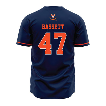 Virginia - NCAA Baseball : Nate Bassett - Navy Jersey-1