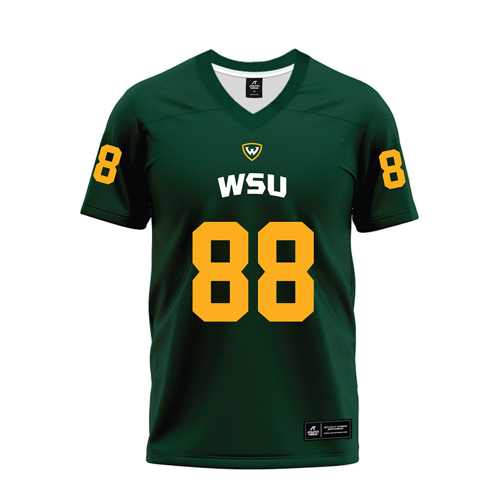 Wayne State - NCAA Football : Malachi Evans - Green Premium Football Jersey-0