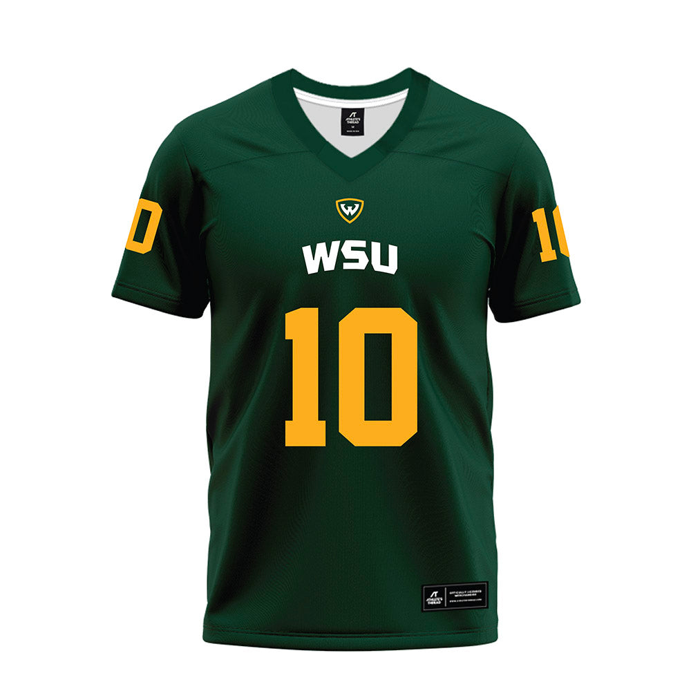 Wayne State - NCAA Football : Justin Cox - Green Premium Football Jersey-0