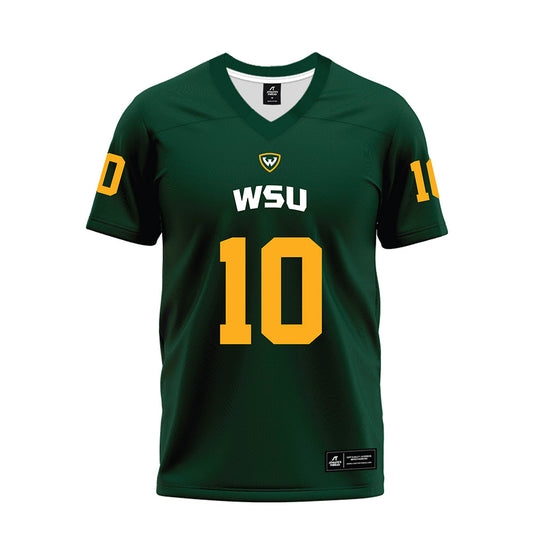 Wayne State - NCAA Football : Justin Cox - Green Premium Football Jersey-0