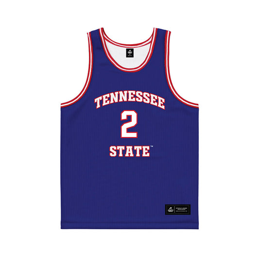 TN State - NCAA Men's Basketball : Travis Harper II - Blue Basketball Jersey-0