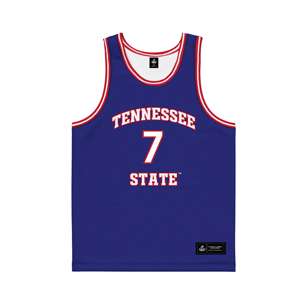 TN State - NCAA Men's Basketball : Jabrion Spikes - Blue Basketball Jersey-0