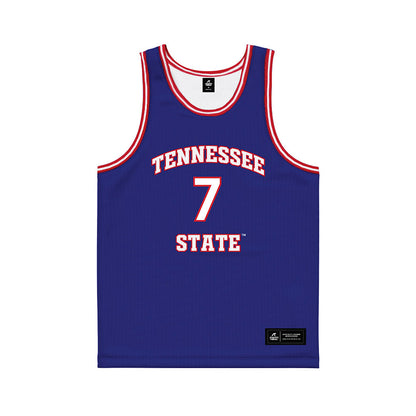 TN State - NCAA Men's Basketball : Jabrion Spikes - Blue Basketball Jersey-0