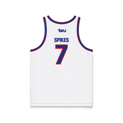 TN State - NCAA Men's Basketball : Jabrion Spikes - White Basketball Jersey-1