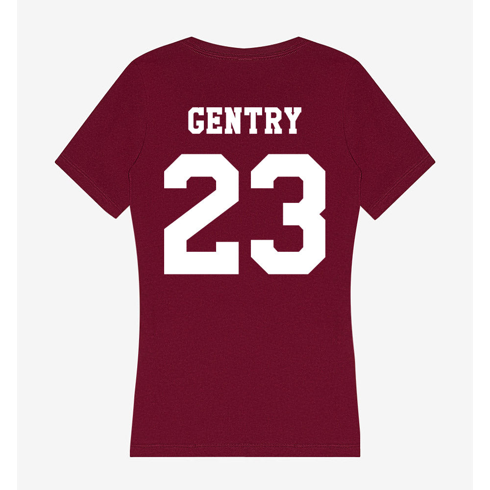 Texas A&M - NCAA Women's Basketball : Gianna Gentry - Women's V-Neck T-Shirt-1