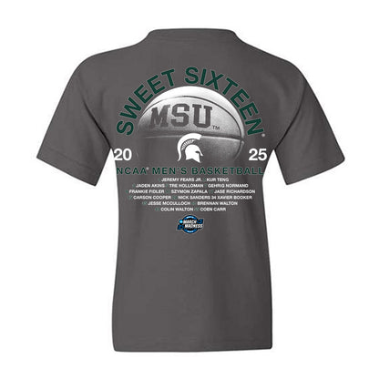 Michigan State - NCAA Men's Basketball : - NCAA® March Madness® 2025 Sweet 16 Roster Youth T-Shirt-1
