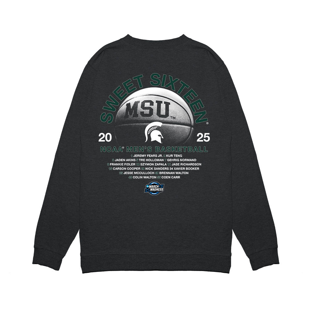 Michigan State - NCAA Men's Basketball : - NCAA® March Madness® 2025 Sweet 16 Roster Premium Crewneck Sweatshirt-1