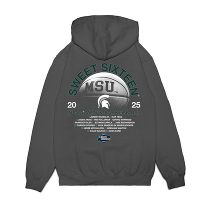 Michigan State - NCAA Men's Basketball : - NCAA® March Madness® 2025 Sweet 16 Roster Premium Hooded Sweatshirt-1