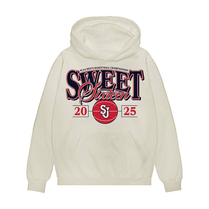 St. Johns - NCAA Men's Basketball : Lefteris Liotopoulos - NCAA® March Madness® 2025 Sweet Sixteen Shersey Premium Hooded Sweatshirt-0