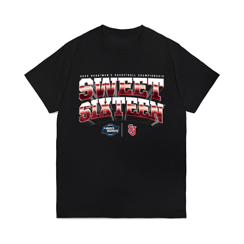 St. Johns - NCAA Men's Basketball : - NCAA® March Madness® 2025 Team Sweet Sixteen Collage Premium T-Shirt-0