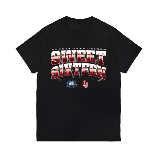 St. Johns - NCAA Men's Basketball : - NCAA® March Madness® 2025 Team Sweet Sixteen Collage Premium T-Shirt-0