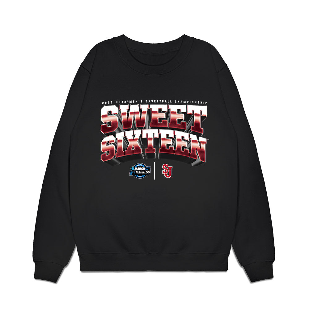 St. Johns - NCAA Men's Basketball : - NCAA® March Madness® 2025 Team Sweet Sixteen Collage Premium Crewneck Sweatshirt-0