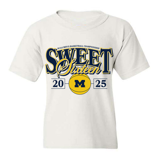 Michigan - NCAA Men's Basketball : Roddy Gayle Jr - NCAA® March Madness® 2025 Sweet 16 Shersey Youth T-Shirt-0