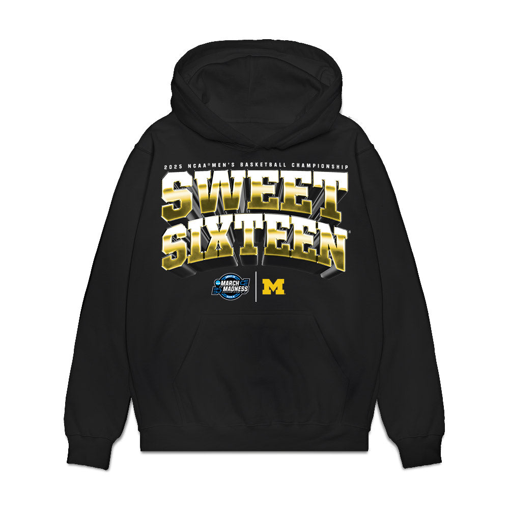Michigan - NCAA Men's Basketball : - NCAA® March Madness® 2025 Sweet 16 Team Premium Hooded Sweatshirt-0