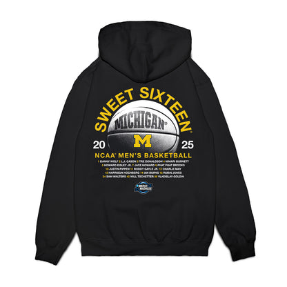 Michigan - NCAA Men's Basketball : - NCAA® March Madness® 2025 Sweet 16 Roster Premium Hooded Sweatshirt-1